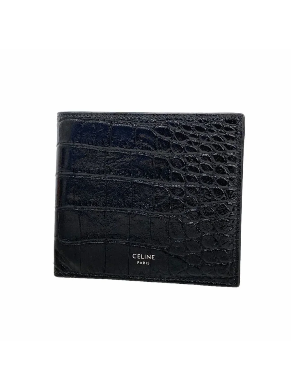Celine Wallet Leather Black Silver